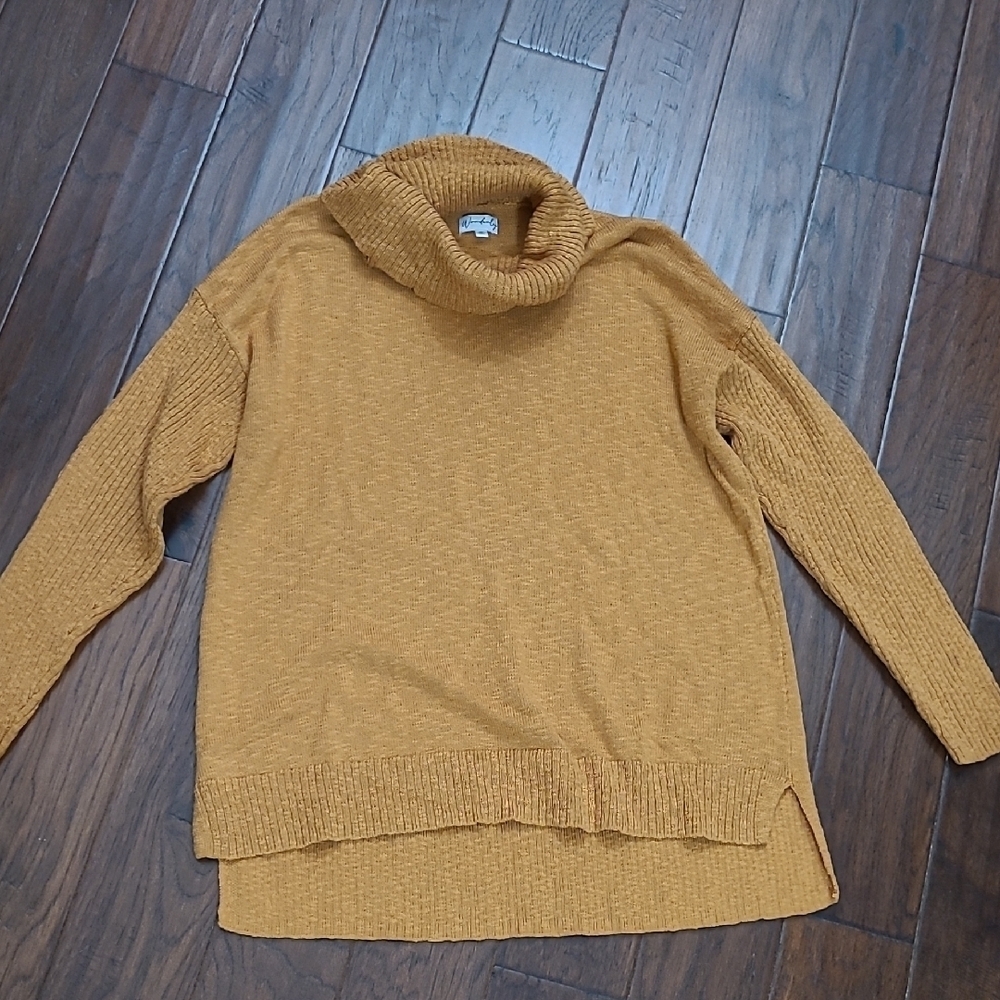 Wonderly Mustard Cowl Neck Tunic Sweater size XL